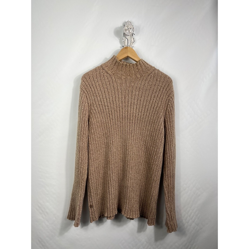 Lauren Ralph Lauren Womens Turtle Neck Ribbed Knit Sweater Brown‎ Tan Size L